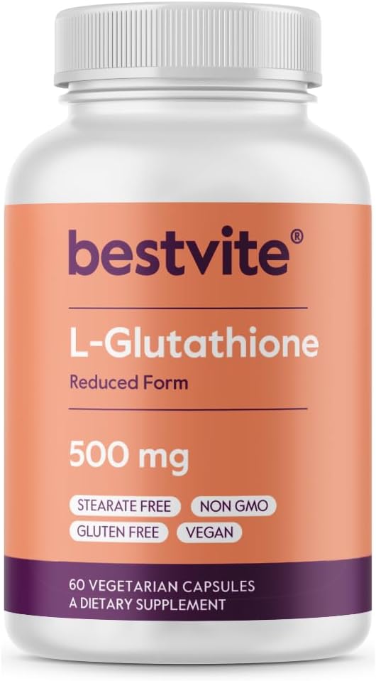 Bestvite L-Glutathione 500Mg (60 Vegetarian Capsules) - No Stearates - Vegan - Non Gmo - Gluten Free