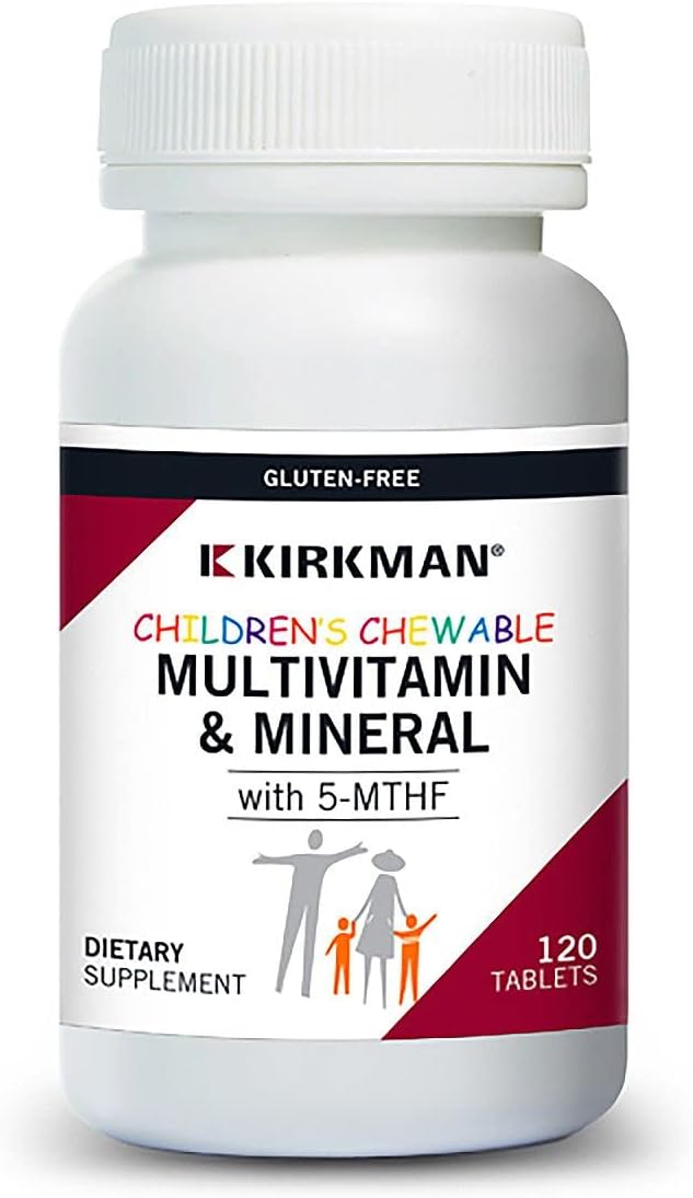 Kirkman - Children'S Multivitamin & Mineral Chewable With 5-Mthf - 120 Capsules - Potent Broad-Spectrum Vitamin/Mineral Supplement - With Coenzyme Q-10 - Natural Mango Peach Flavor