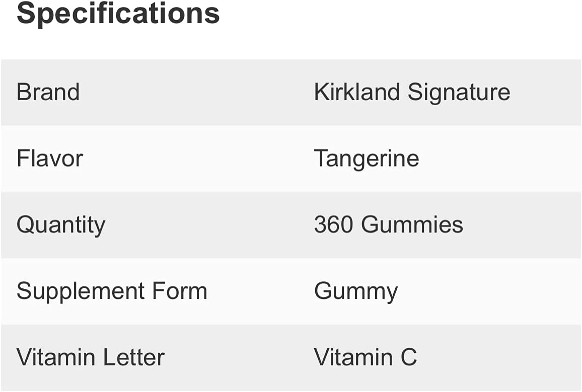 Kirkland Signature Vitamin C 250 mg, 180 Adult Gummies Pack of 2