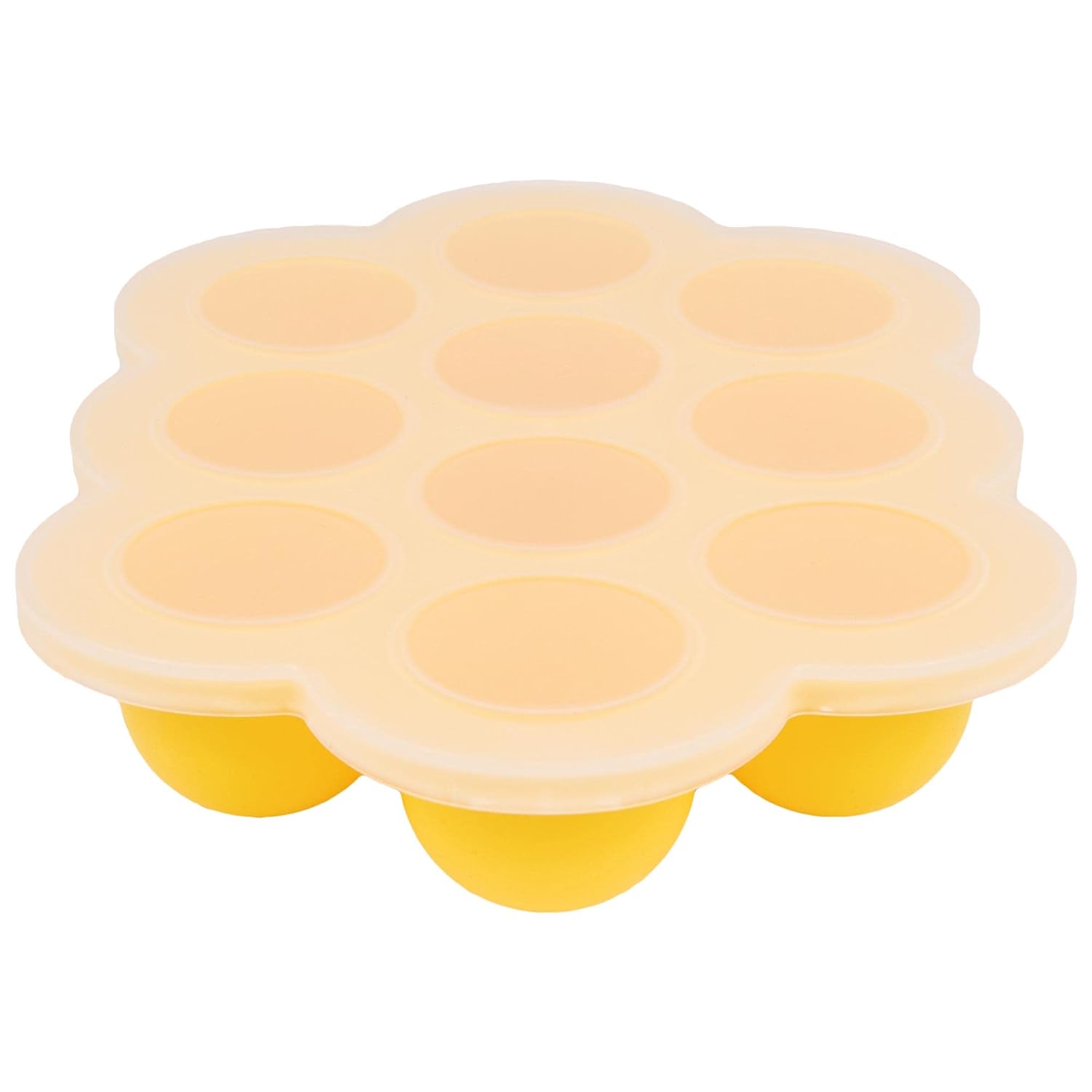 WeeSprout Silicone Freezer Tray with Clip on Lid Perfect Food Storage Container for Homemade Baby Food, Vegetable, Fruit Purees, and Breast Milk (Bright Yellow, Ten 1.5 Ounce Sections)