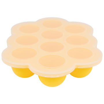 WeeSprout Silicone Freezer Tray with Clip on Lid Perfect Food Storage Container for Homemade Baby Food, Vegetable, Fruit Purees, and Breast Milk (Bright Yellow, Ten 1.5 Ounce Sections)