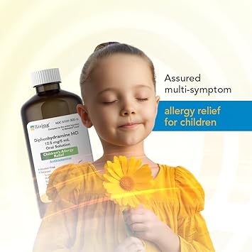 Rising Health - Allergy Relief Liquid Medicine With Diphenhydramine Hcl 12.5Mg/5Ml - Kids' Allergy Syrup For Symptoms Like Runny Nose, Itchy Eyes & More - Cherry Flavor - 16 Fl. Oz