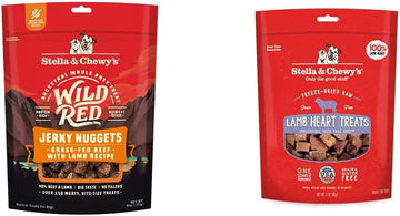 Stella & Chewy'S Wild Red Jerky Nuggets Dog Treats Beef & Lamb Recipe And Freeze-Dried Raw Single Ingredient Lamb Heart Treats Bundle