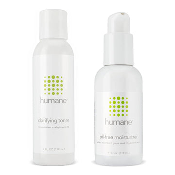 Humane Clarifying Toner And Oil-Free Moisturizer Bundle - Acne Treatment For All Skin Types
