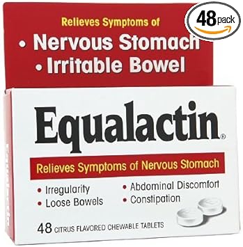 Somizopequalactin Laxative Chewable Tablets, Relieves Symptoms Of Nervous Stomach, Citrus 48 Ea : Health & Household
