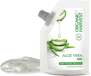 Organic Harvest Aloe Vera Gel: With Organic Glycerine | Moisturizer For Women And Men | Aloe Vera Gel For Face And Hair | 100% American Certified Organic | Sulphate & Paraben-Free 100Gm