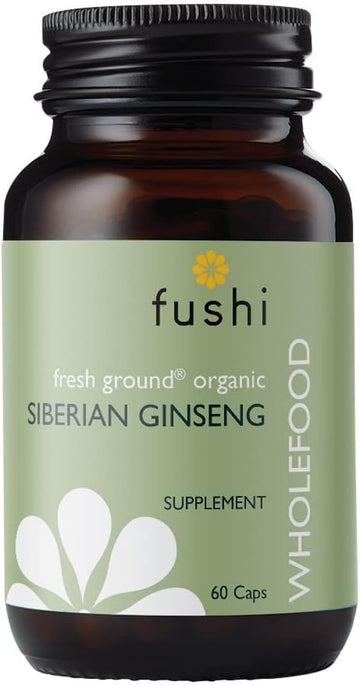 Fushi Organic Siberian Ginseng Capsules, 60 Caps | Fresh-Ground Whole Food | Strengthens Immune System, Purifies Blood, Stimulates Digestion | Ethical & Vegan | Manufactured In The Uk