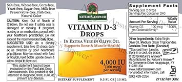 Nature's Answer Vitamin D-3 Drops 4000 IU 0.5   | Natural Immune Booster | Promotes Muscle and Bone Function | Supports Cardiovascular Health