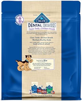 Blue Buffalo Dental Bones Large Natural Dental Chew Dog Treats Bag Jumbo Pack