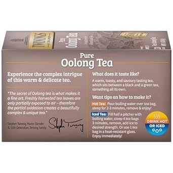 Twinings Pure Oolong Individually Wrapped Black Tea Bags, 20 Count (Pack of 6), Caffeinated, Warm, Nutty Flavor & Golden Colour, Enjoy Hot or Iced