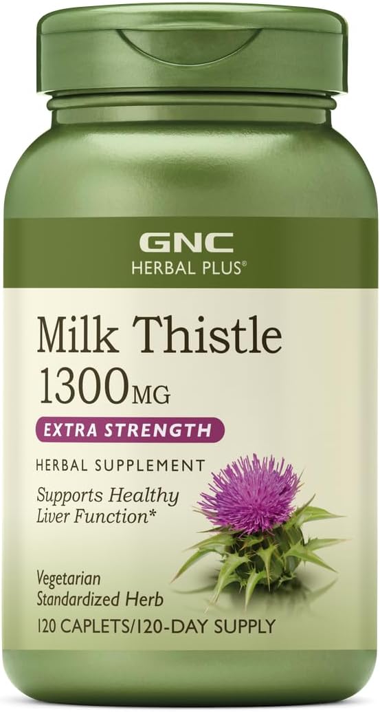 Gnc Herbal Plus Milk Thistle 1300Mg | Supports Healthy Liver Function | Vegetarian | 120 Count