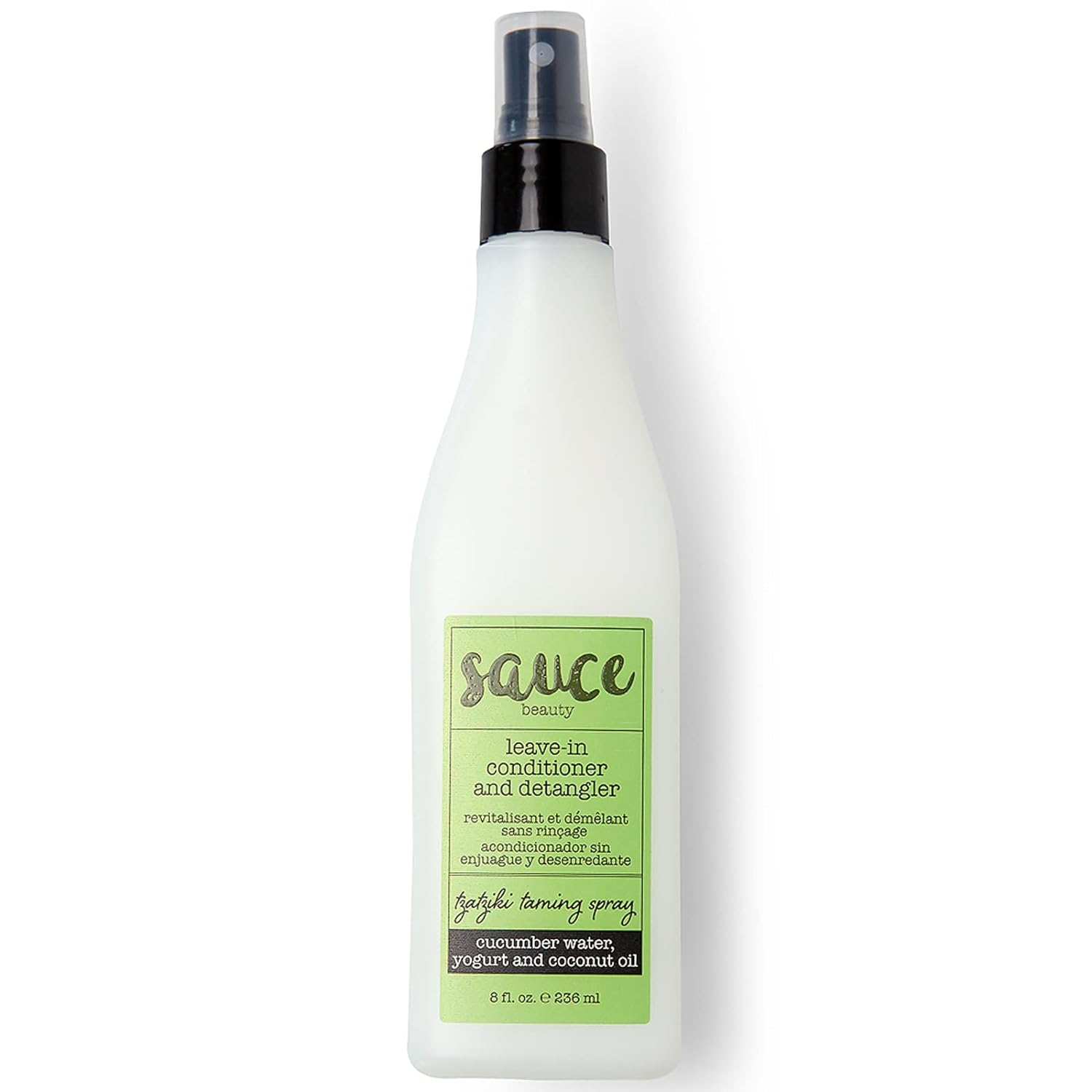 SAUCE BEAUTY Tzatziki Leave In Conditioner and Detangler Spray - Leave In Conditioner For Curly Hair, Oily & Damaged Hair - Smoothening & Taming Leave-In Conditioner Spray with Coconut Oil (8 Fl Oz)