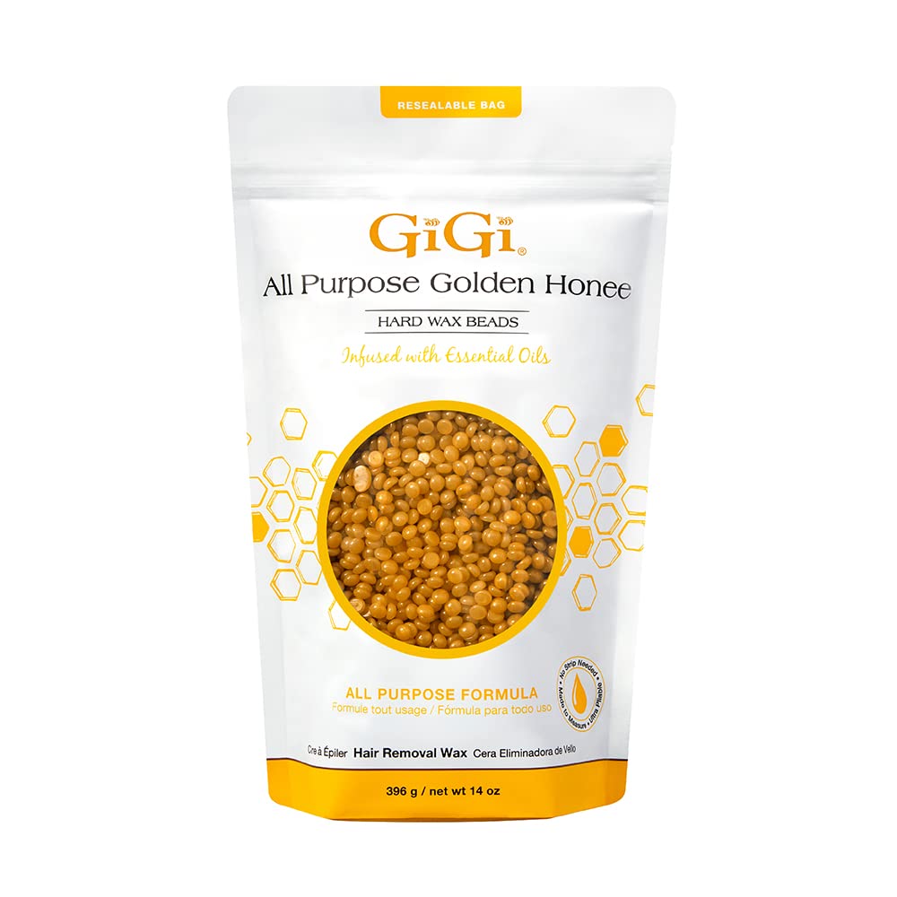 GiGi Hard Wax Beads, Golden Honee All Purpose Hair Removal Wax, no strip needed, 14 oz