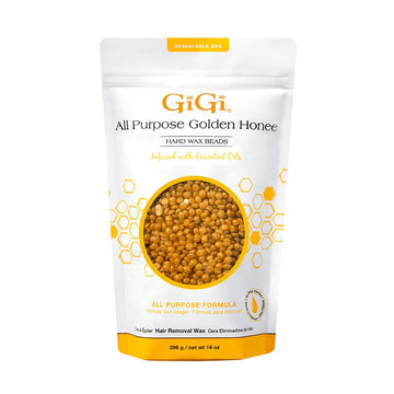 GiGi Hard Wax Beads, Golden Honee All Purpose Hair Removal Wax, no strip needed, 14 oz