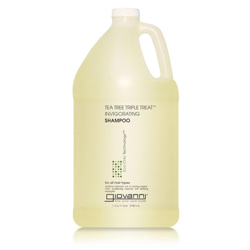 Giovanni Tea Tree Triple Treat Invigorating Shampoo - Cooling Peppermint, Eucalyptus & Rosemary, Helps Strengthen & Rejuvenate Hair & Scalp, Salon Quality, Paraben Free, Tea Tree Shampoo - 128 Oz