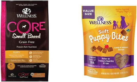 Wellness CORE Grain Free Small Breed Puppy Recipe, 12 lbs Soft Puppy Bites, Lamb and Salmon, 8 oz Bag : Pet Supplies