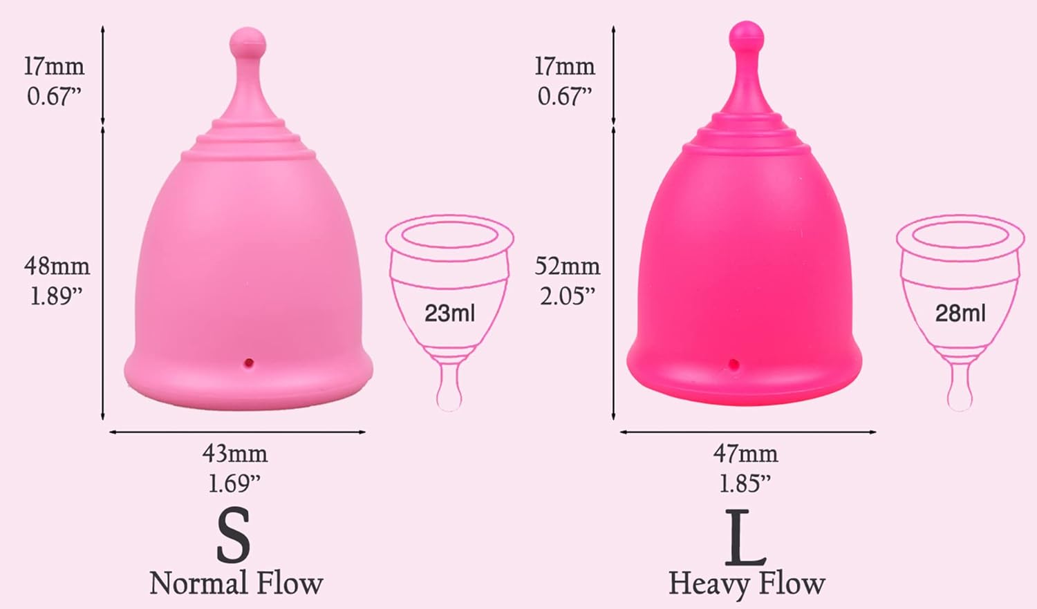 SHORDY Menstrual Cups Set of 2(Small+Large) with Box Soft Menstrual Cup & Flexible Period Cups for Women Upto 12 Hours Eco-Friendly & Safer Tampons Discs Pads Alternative Copa Menstrual (Pink) : Health & Household