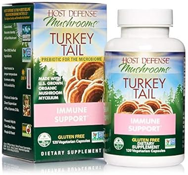 Host Defense, Turkey Tail Capsules, Natural Immune System and Digestive Support, Mushroom Supplement, Unavored, 120