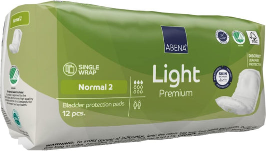 Abena Light Incontinence Pads, Eco-Labelled Women's Incontinence Pads for Adults, Breathable & Comfortable with Fast Absorption & Protection, Incontinence Pads for Women - Light Normal 2, 350ml, 12PK