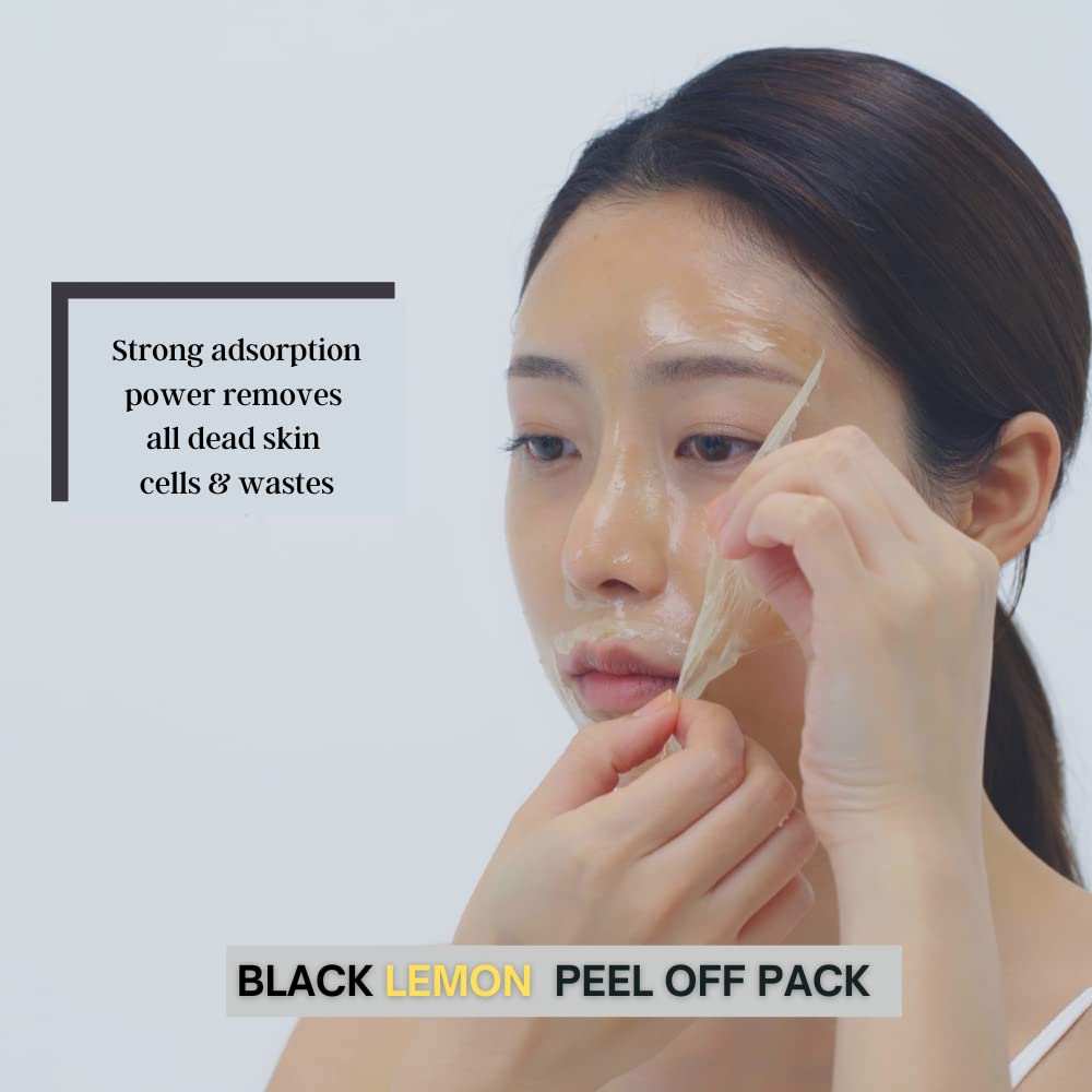 Black Lemon Peel Off Pack 100Ml/ 3.38Fl.Oz Activated Charcoal Face Gel Mask, Blackhead And Whitehead Remover, Pore Cleanser