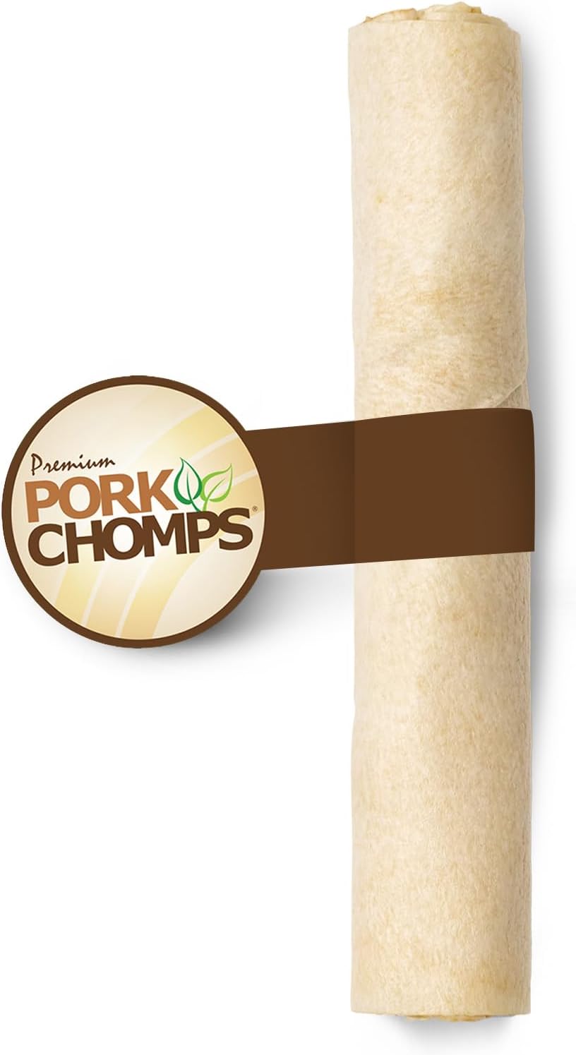 Pork Chomps Baked Pork Skin Dog Chew, 8-Inch Roll, 1 Count