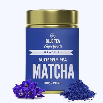 Blue Tea - Butterfly Pea Powder Matcha (1.76 Oz) | Flavorful Delight | Flower Based - Caffeine Free - Non-Gmo - Vegan - Gluten Free - Versatile Brewing | Eco - Conscious Tin Packaging | Gift Pack