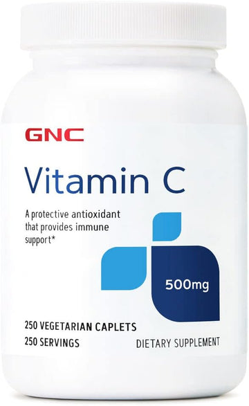 Gnc Vitamin C 500Mg, 250 Caplets, Provides Immune Support