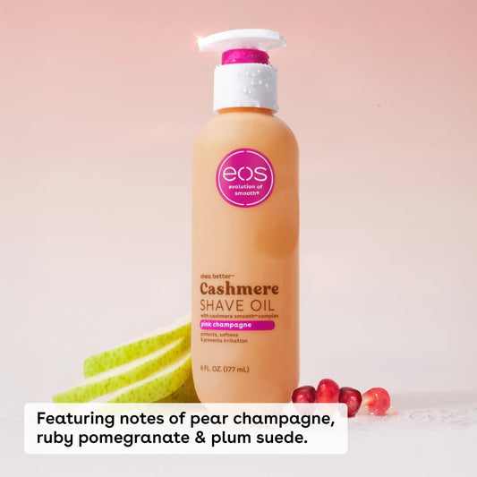 Eos Cashmere Shave Oil Pink Champagne Moisturizing Soothes Prevents Irritation Razor Burn Bikini Area Approved 6 Fl Oz