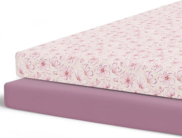 Pobibaby - 2 Pack Premium Pack N Play Sheets Fitted For Standard Pack And Plays And Mini Cribs - Ultra-Soft Jersey Knit, Stylish Floral Pattern, Safe And Snug For Baby (Blossom)