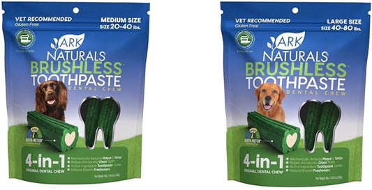 Ark Naturals Brushless Toothpaste Bundle, Dog Dental Chews for Medium & Large Breeds, Prevents Plaque & Tartar, Freshens Breath : Pet Supplies