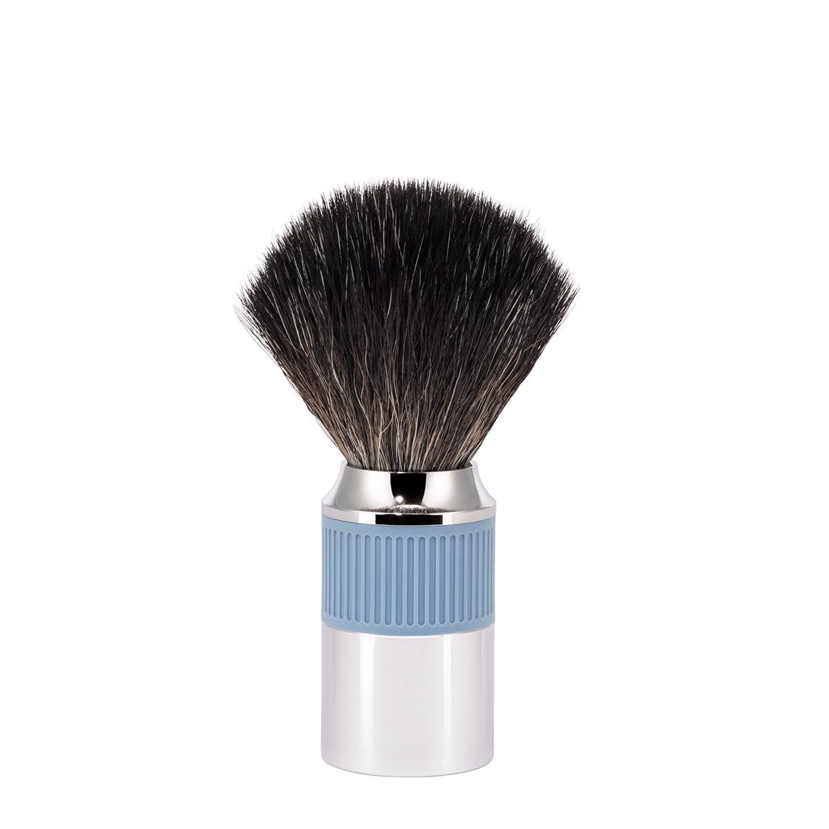 Mühle Neo Shaving Brush | Vegan Shave Brush For Shaving Soaps And Creams | Sustainable Eco-Friendly And Reusable | Exfoliating Shaving Brush | Chrome With Sage Green Silicone Grip Handle