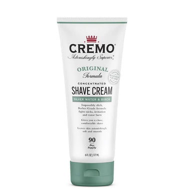 Cremo Barber Grade Silver Water & Birch Shave Cream, Astonishingly Superior Ultra-Slick Shaving Cream for Men, Fights Nicks, Cuts and Razor Burn, 6 Fl Oz