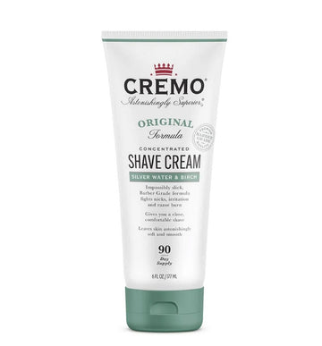 Cremo Barber Grade Silver Water & Birch Shave Cream, Astonishingly Superior Ultra-Slick Shaving Cream For Men, Fights Nicks, Cuts And Razor Burn, 6 Fl Oz