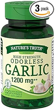 Nature's Truth High Strength Odorless Garlic 1200 mg Quick Release Softgels - 120, Pack of 3 : Health & Household