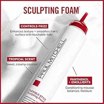 Paul Mitchell Sculpting Foam, Conditions + Controls Frizz, For All Hair Types, 6.7 Oz