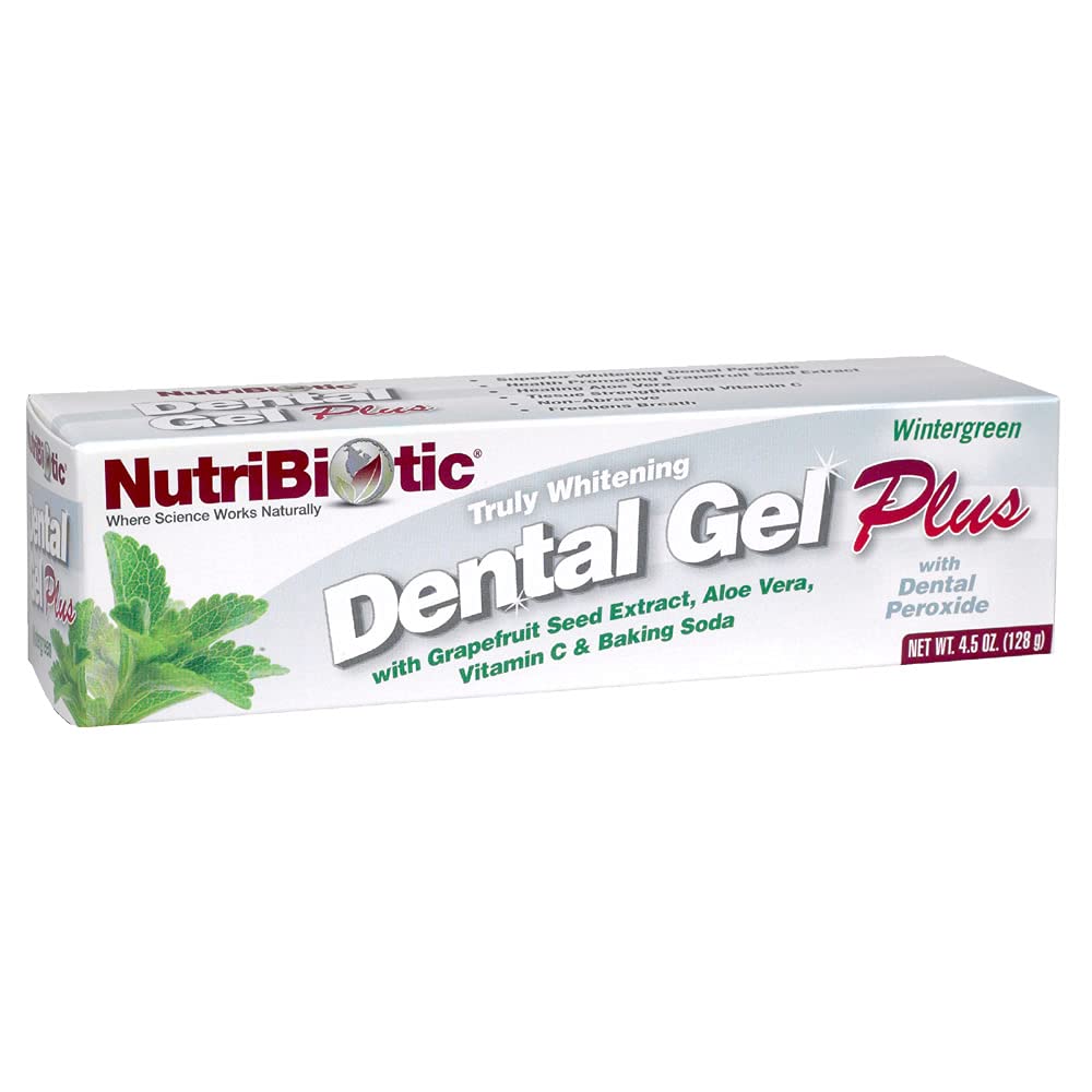 NutriBiotic – Dental Gel Plus, Truly Whitening, Wintergreen, 4. | with GSE, Aloe, Vitamin C, Baking Soda & Dental Peroxide | Support Healthy Teeth & Gums | uoride-Free