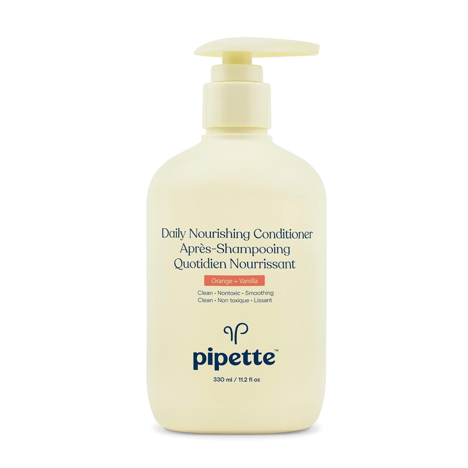 Pipette Daily Nourishing Conditioner -Tear Free Conditioner For Kids, Adds Moisture, 100% Plant-Derived Squalane And Quinoa, Orange + Vanilla Aroma, 11.2 Fl Oz