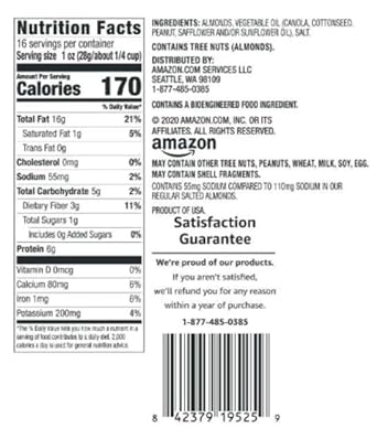 Amazon Brand - Happy Belly Roasted & Lightly Salted Almond, 24 ounce (pack of 1)