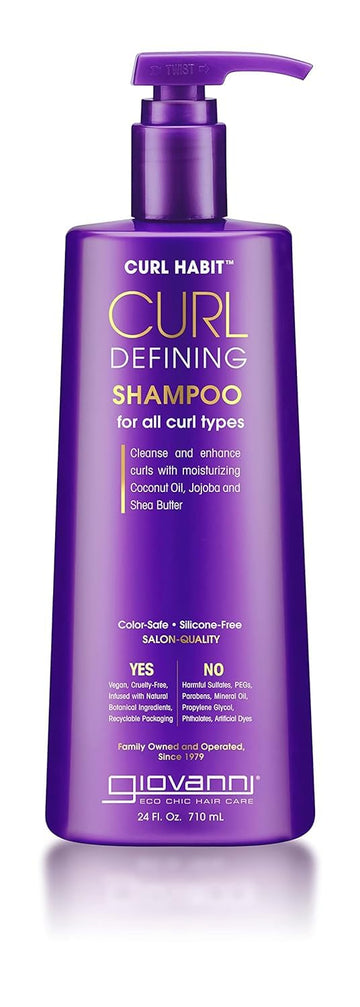 Giovanni Curl Defining Shampoo - For All Curl Types, Cleanses And Enhances Curls With Moisturizing Coconut Oil, Jojoba And Shea Butter, Vegan, Cruelty & Silicone Free - 24 Oz