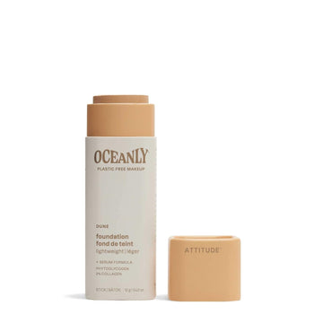 Attitude Oceanly Light Coverage Foundation Stick, Titanium Dioxide-Free, Ewg Verified, Plastic-Free, Vegan & Cruelty-Free Makeup, Dune, 0.42 Ounces