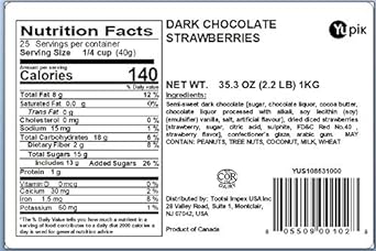 Yupik Dark Chocolate Strawberries, 2.2 lb (pack of 1)