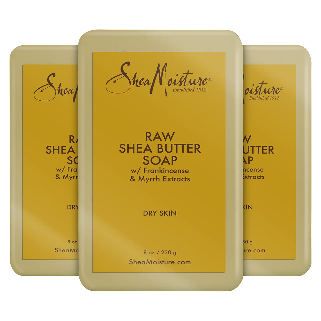 Sheamoisture Face And Body Bar Soap For Dry Skin With Paraben Free, Raw Shea Butter, Myrhh, 8 Ounce, (Pack Of 3)