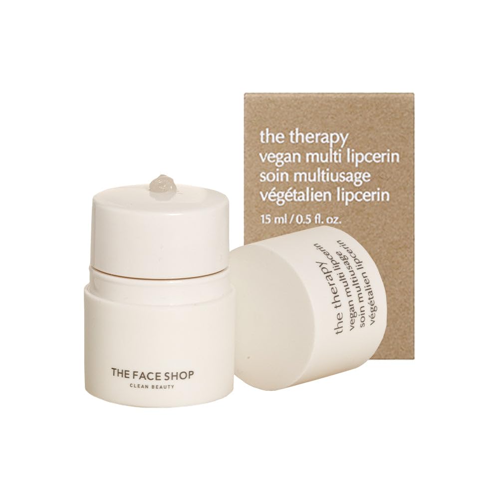 The Face Shop The Therapy Vegan Lip Butter, Moisturizing Lip Balm, Shea Butter & Sunflower Oil & Peptide, Lip Sleeping Mask For Sensitive Skin & Dry Cracked Lips, For Kids & Adults, Korean Skin Care