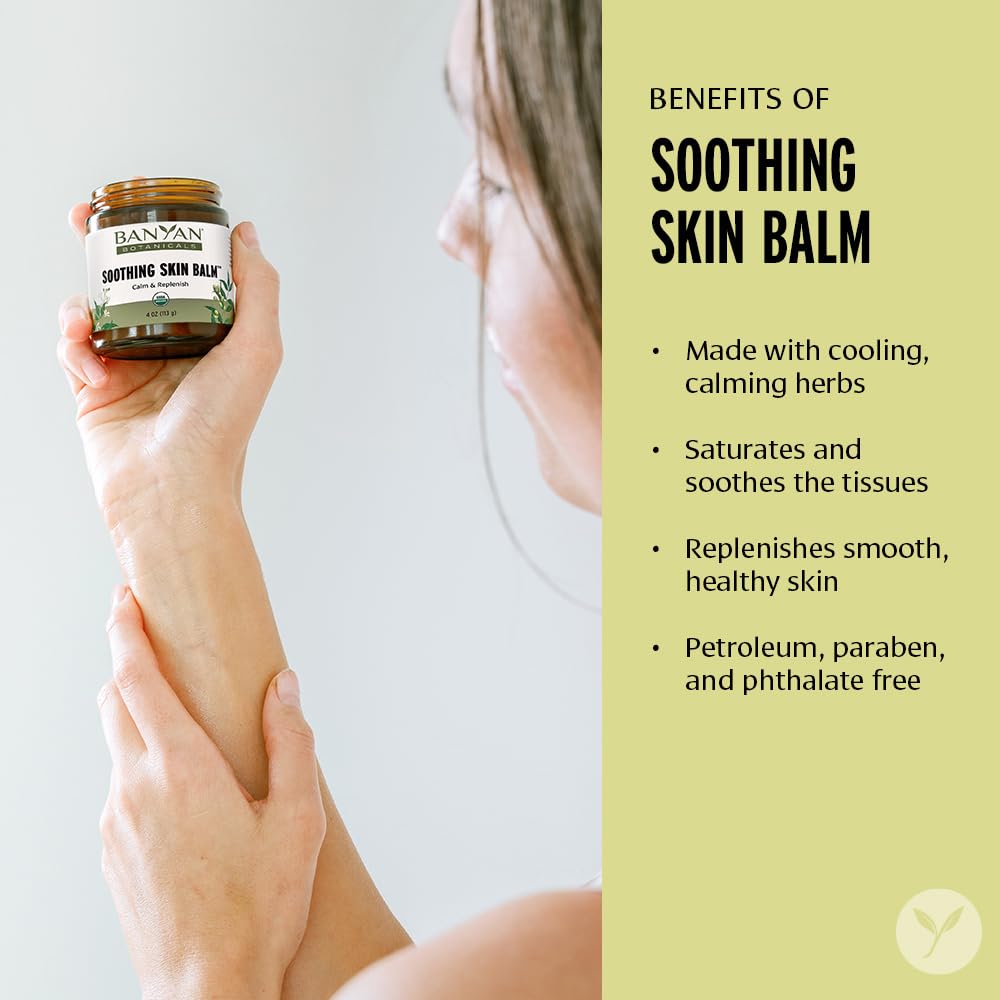 Banyan Botanicals Soothing Skin Balm – Organic Herbal Skin Care Salve with Neem Leaf and Vetiver – Cooling and Soothing Balm For Natural Skin Health – 4 oz – Non GMO Sustainably Sourced Petroleum Free : Pain Relief Rubs : Health & Household