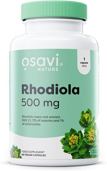 Osavi Rhodiola 500 Mg – 60 Vegan Capsules | Standardized Rhodiola Rosea Root Extract | Supports Mental & Physical Wellbeing | Supports The Reduction Of Fatigue And Stress