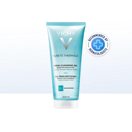 Vichy Pureté Thermale Fresh Cleansing Gel, Formulated With Glycerin, Gentle Gel Cleanser & Makeup Remover, Removes Impurities Without Overdrying, Safe For Sensitive Skin & Eyes