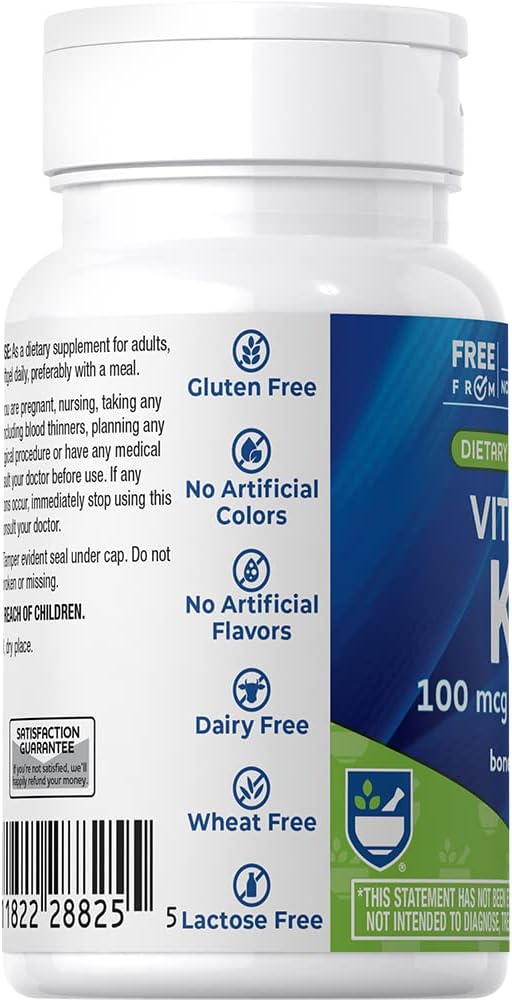 Rite Aid Vitamin K2 Softgels 100mcg, 60 ct, Supports Healthy Bones and Circulatory System : Health & Household