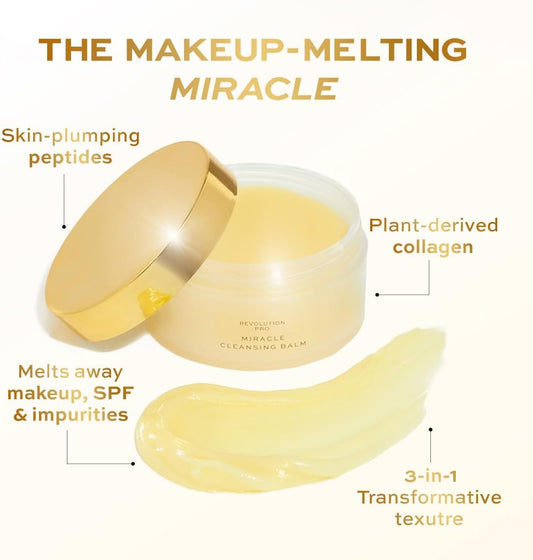 Revolution Pro, Miracle Vegan Collagen Cleansing Balm, Hydrating & Nourising Face Cleanser, Vegan & Cruelty Free, 100Ml