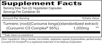 Priority One Vitamins Curcumin 1,000mg Turmeric 90 Vegetarian Capsules Curcumin C3 Complex 95%