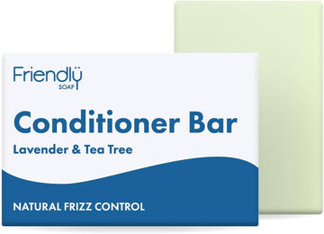 Friendly Soap - Lavender & Tea Tree Conditioner Bar (90G), Nourishing, Tangle-Free, Fizz Control, Smooth, Healthy Shine, Cruelty Free, Handmade, Recycled & No Sls Or Parabens